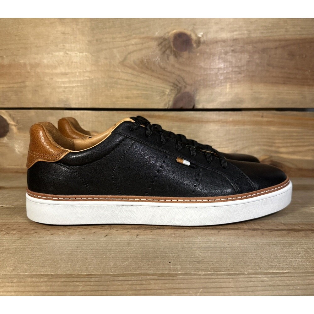 NEW Mens Size 9.5 Allen Edmonds Alpha Laceup Black Leather Low Top Sneakers 4640